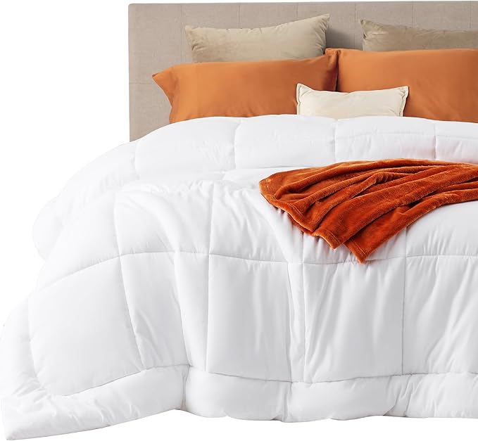 Bedsure Comforter Duvet Insert - Quilted Comforters Cal King Size, All Season Duvet, GentleSoft Down Alternative Bedding, with 8 Tabs, Gifts for Women/Men, White, California King 96 X 102 Inches
