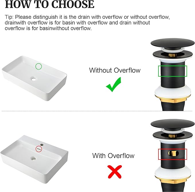 Pop up Sink Drain Stopper for Bathroom Vessel Vanity Sink Art Basin Matte Black, Big Cap Without Overflow, Metal Pop-up Drain Strainer with Detachable Basket Stopper