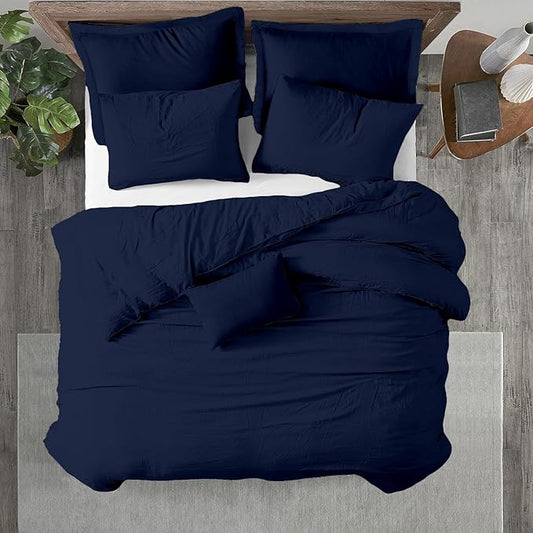 Kotton Culture 120"x120" 3 Pc Super King Plus/Super Oversize King Duvet Cover Set 100% Egyptian Cotton - 1000 TC, Zipper Closure & Corner Ties - Fits Only Extra Large Inserts - Navy Blue