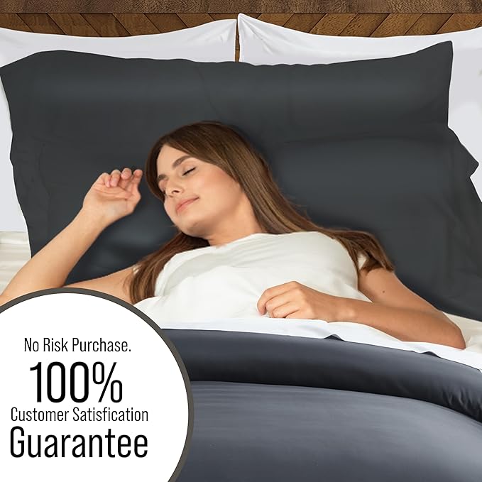 Bella Coterie Luxury Bamboo Viscose California King Size Duvet Cover Set | 100% Organically Grown | Corner Ties | Ultra Soft | Cooling | Two Pillow Shams | 106 x 94 | No Insert [Charcoal Grey]