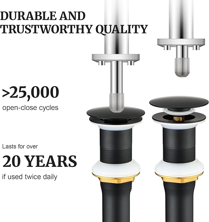 Pop up Sink Drain Stopper for Bathroom Vessel Vanity Sink Art Basin Matte Black, Big Cap Without Overflow, Metal Pop-up Drain Strainer with Detachable Basket Stopper