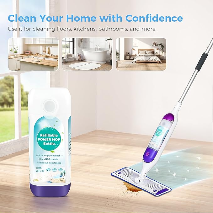 Power Mop Refillable Bottle for Swiffer PowerMop Multi-Surface Mop, 775ML Leak-Proof HDPE Refillable Bottle Solution Powermop 26 FL OZ Reusable Solution Container Replacement