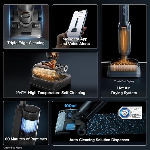 roborock F25 ACE Combo Wet Dry Vacuum Cleaner, 5-in-1 Cordless Stick Vacuum Mop, Smart Hard Floor Washer with 180° Lie-Flat, AI Assitant Wheels, Self Cleaning, 65 min Runtime, Whole House Cleaning