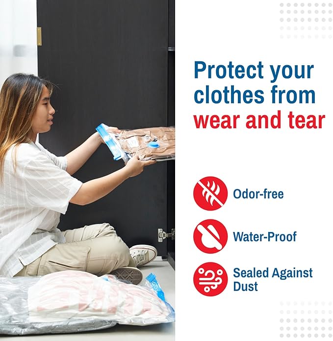 Spacesaver 2 Pack Jumbo Vacuum Storage Bags for Blankets & Clothes – Jumbo Vacuum Sealed Compression Bags with Hand Pump – Space Saver Storage Bags for Bedding, Moving, Travel & Organization