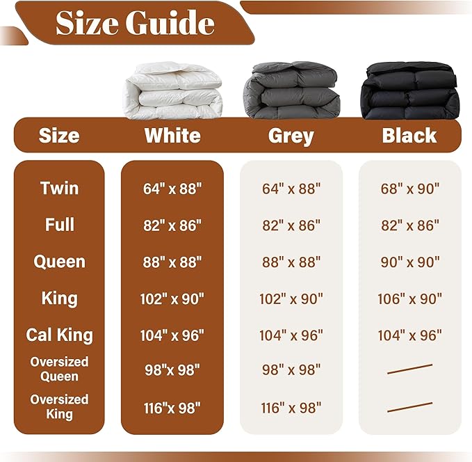 Cosybay Heavyweight King Feather Down Fiber Comforter - White Thicker Winter Duvet Insert, Ultra Soft 100% Cotton Cover, Luxury Hotel Bedding with Corner Tabs, 106"x90"