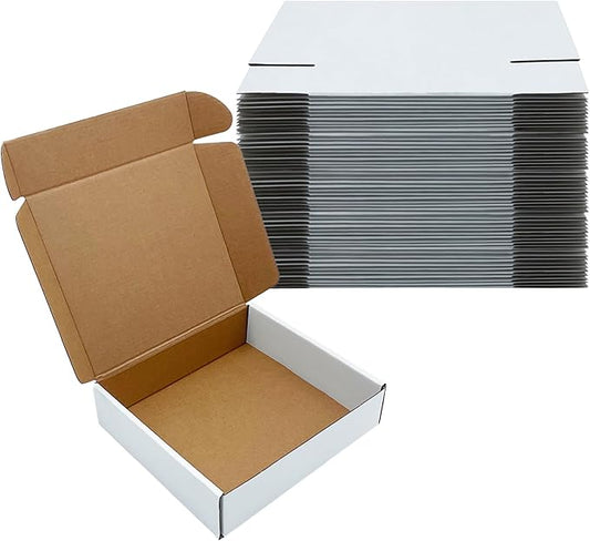 White Shipping Boxes 8x7x2 inch 25 Pack,Corrugated Boxes Mailer Packaging for Mailing Small Business，E-Commerce Gift Boxes for Wrapping Present Moving Storage Heavy Duty Recycled Cardboard Boxes