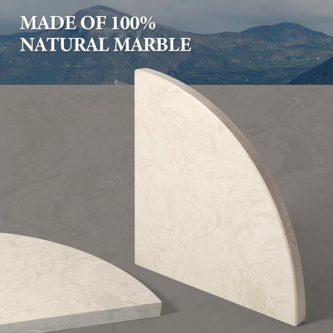 Koville Italian Natural Marble Corner Shelf, 2 Pcs Wall Mounted Marble Bathroom Corner Shelves Organizers, Polished Stone Corner Shower Caddy, No Drilling Adhesive Shower Caddies - Khaki Rose