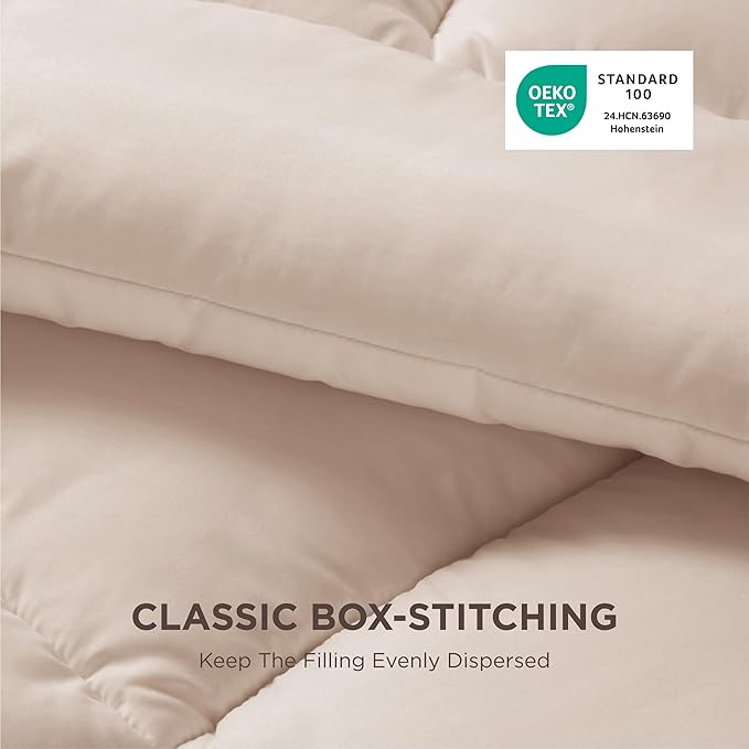 Bedsure Comforter Duvet Insert - Quilted Comforters Twin Size, All Season Duvet, GentleSoft Down Alternative Bedding, with 8 Tabs, Gifts for Women/Men, Beige, Twin 88 x 68 Inches