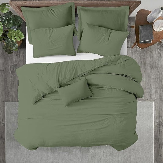 Kotton Culture 120"x 98" 1Pc Oversized King Duvet Cover Only 100% Egyptian Cotton - Luxury 1000 TC Hotel Quality Comforter Cover with Zipper Closure & Corner Ties - Fits Large King Inserts -Sage Green