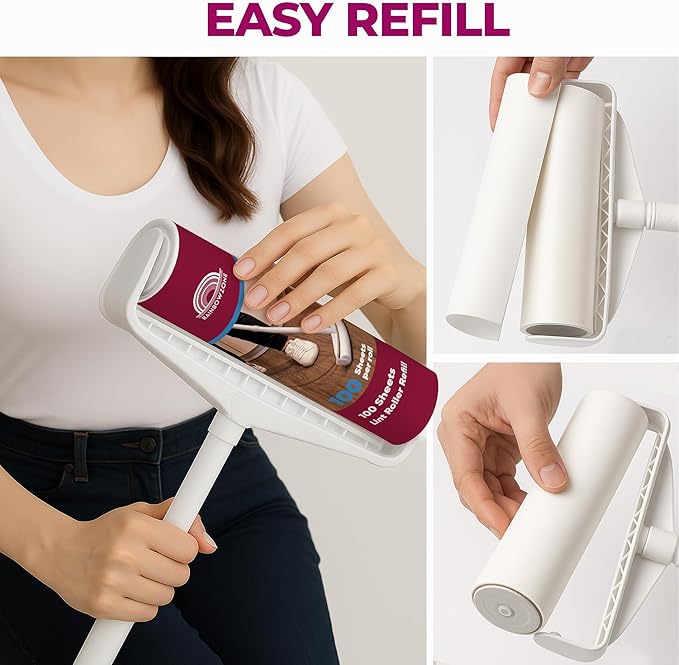 RainbowZone 6 Rolls of 9.5'' Extra Wide Large Lint Roller Refills. Total 600 Extra Sticky Adhesive Peel Sheets (100 Sheet per roll) for Pet Hair Removal & Household Cleaning (6 Refills)