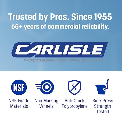 Carlisle FoodService Products 26-Quart Commercial Mop Bucket with Side-Press Wringer, Precision-Molded Polypropylene, Durable Wringer, Bucket with Non-Marking Casters, 18.5 x 16.5 x 23 Inches, Yellow