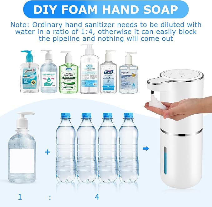 2 Pack Automatic Soap Dispensers,12.8oz/380ml USB Touchless Automatic Foaming Soap Dispenser,Rechargeabled Wall Mounted Smart Soap Dispenser for Bathroom Kitchen Dish Soap