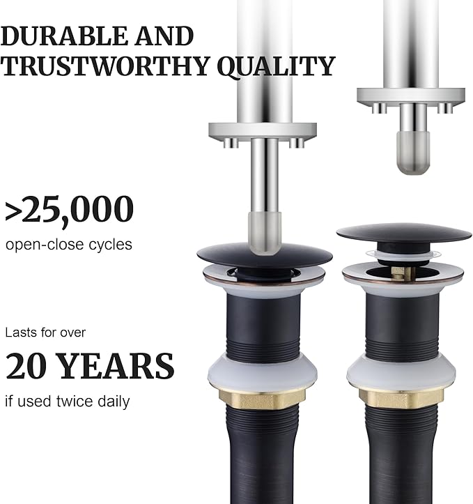 Pop up Sink Drain Stopper Without Overflow Oil Rubbed Bronze for Bathroom Vessel Vanity Sink Art Basin，Big Cap Sink Drain Without Overflow, Metal Pop-up Drain Strainer with Detachable Basket Stopper