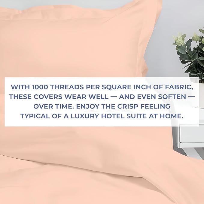 Kotton Culture 120"x 98" 1 Pc Oversized King Duvet Cover Only 100% Egyptian Cotton - Luxury 1000 TC Hotel Quality Comforter Cover with Zipper Closure & Corner Ties - Fits Large King Inserts - Peach