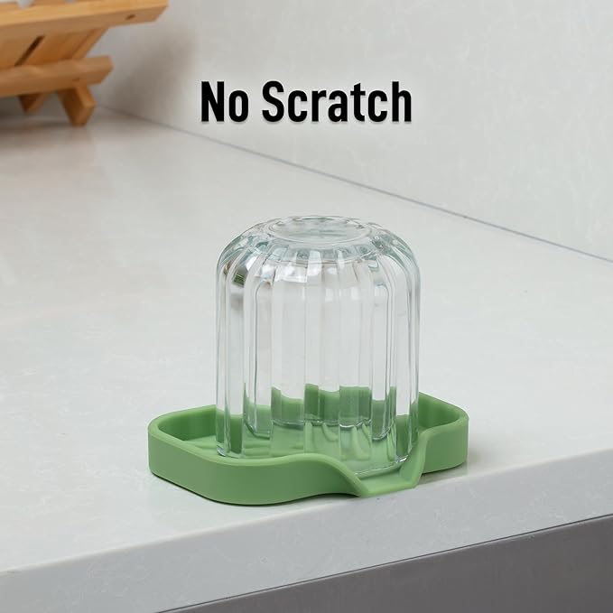 Zulay Kitchen Small Silicone Sponge Holder (4.9x3.3”) – Space-Saving Sink Organizer Tray for Sponge, Soap, Brush & More – Compact Non-Slip Dish for Kitchen & Bathroom (Jade Green)