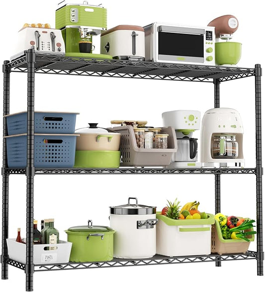 45" W x 20" D x 47" H Heavy Duty Wire Shelving Unit, 3-Tier Utility Storage Rack 1200 lbs Capacity, Adjustable Garage Shelves for Kitchen Garage Pantry, Easy Assembly