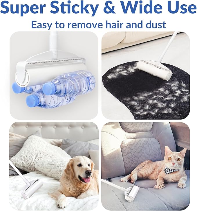 DELOMO Large Lint Roller Refills (6 Pack, 540 Sheets) – Compatible Only with DELOMO 9.45 in Floor Lint Roller – Extra Sticky Floor Lint Roller Refill for Carpets, Cars, Clothing & Pet Hair