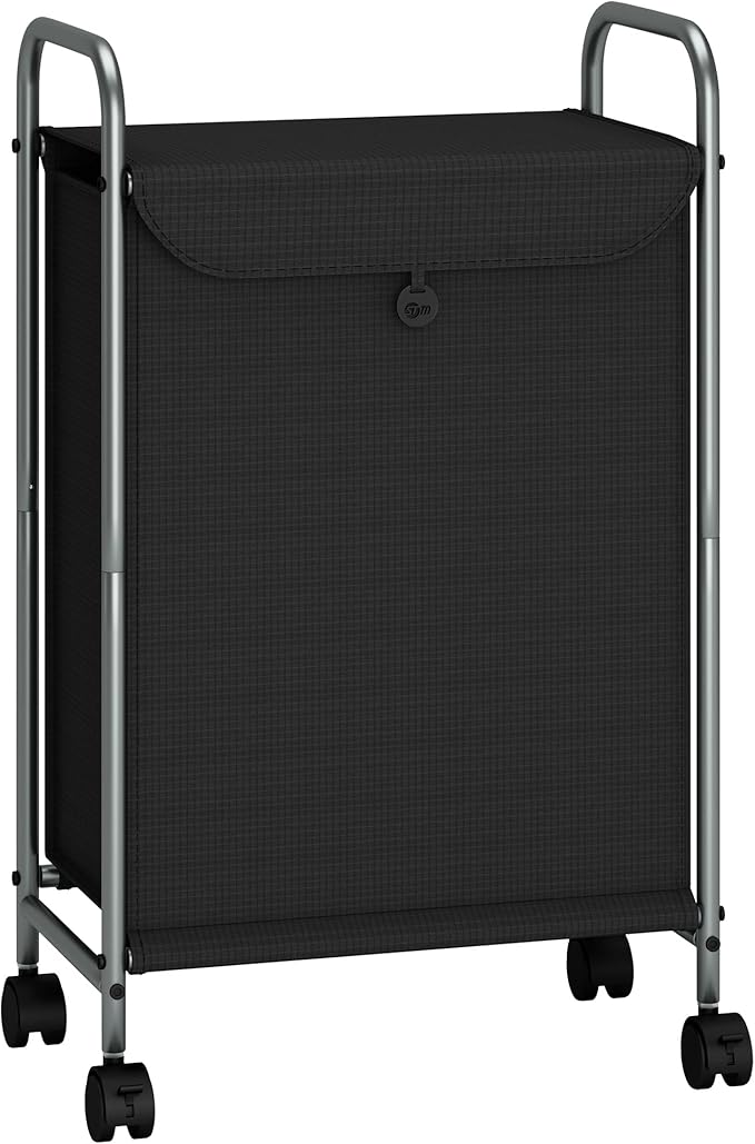 STORAGE MANIAC Rolling Laundry Hamper, Laundry Basket with Lockable Wheels, Clothes Sorter Cart, Small Clothes Separator Hamper for Closet, Bathroom, Laundrys Room, 1 Section Black