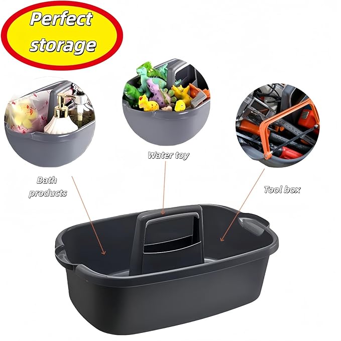 2 Pack Large Cleaning Caddy Portable Shower Basket Supply Organizer with Handle,Plastic Bucket Tool Storage,for Bathroom,Bedroom,Kitchen,Under Sink Storage (Grey)