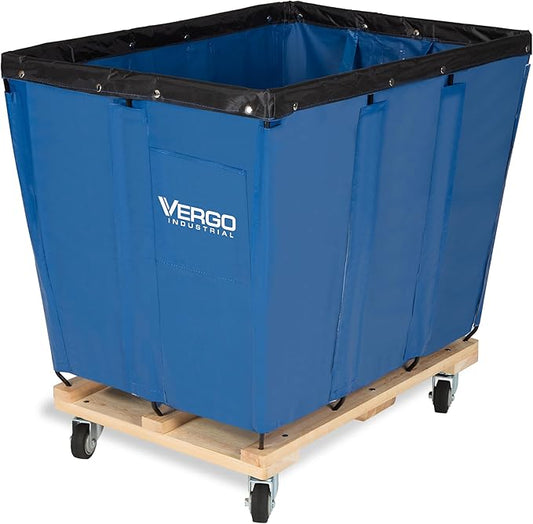 Vergo Industrial Basket Trucks (16 Bushels) 600 lbs Capacity - Heavy Duty Rip-Stop Vinyl Commercial Laundry Cart with Wheels - 20 Cubic Feet - Service Cart for Laundry, Trash and Heavy Materials
