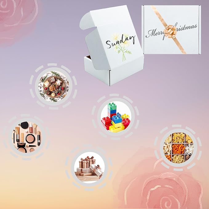 White Shipping Boxes 6x5x2 inch 50 Pack,Corrugated Boxes Mailer Packaging for Mailing Small Business，E-Commerce Gift Boxes for Wrapping Present Moving Storage Heavy Duty Recycled Cardboard Boxes