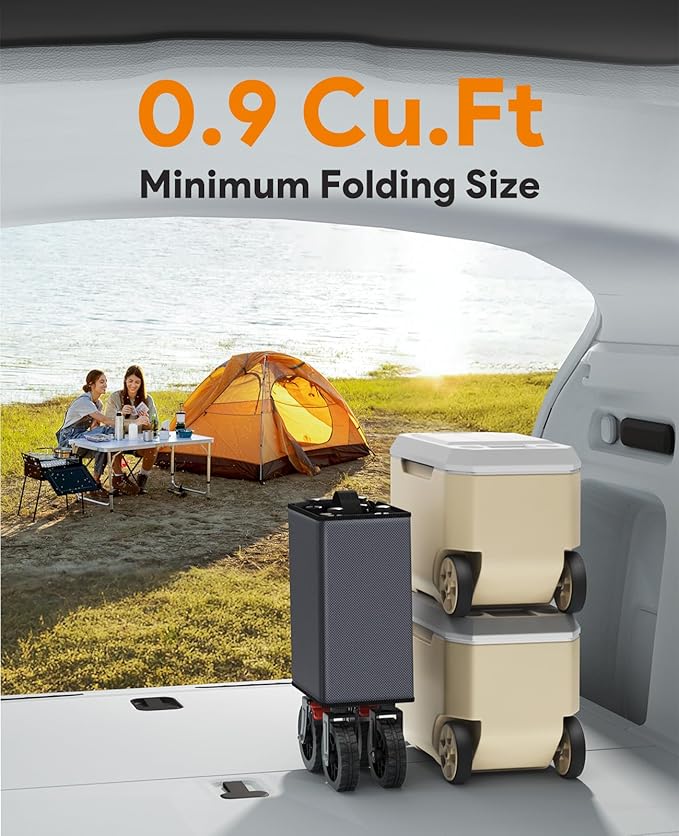 Wagons Carts Foldable, Collapsible Foldable Wagon 330lbs Capacity, 180L Large Capacity Wagon with All-Terrain Wheels,Heavy Duty Utility Wagon Cart with Brakes for Beach Camping Shopping, Grey