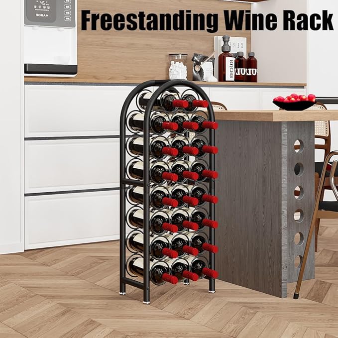 Wine Rack Freestanding Floor Metal Holders Stands Organizer Storage 23 Bottles Black