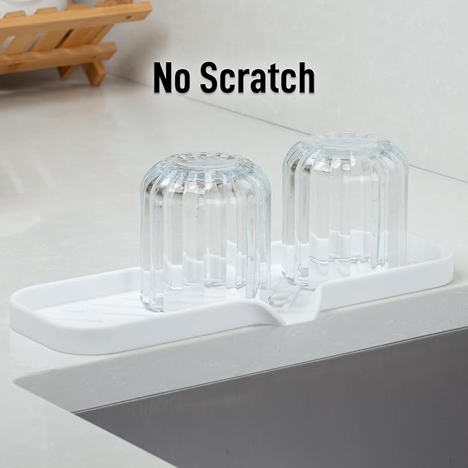 Zulay Kitchen Large Silicone Sponge Holder (12x4) – Flexible Sink Organizer Tray for Kitchen & Bathroom – Multipurpose Soap Dish for Sponges, Makeup, Trinkets & More (White)
