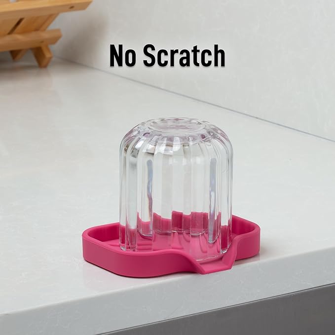 Zulay Kitchen Small Silicone Sponge Holder (4.9x3.3”) – Space-Saving Sink Organizer Tray for Sponge, Soap, Brush & More – Compact Non-Slip Dish for Kitchen & Bathroom (Honeysuckle)