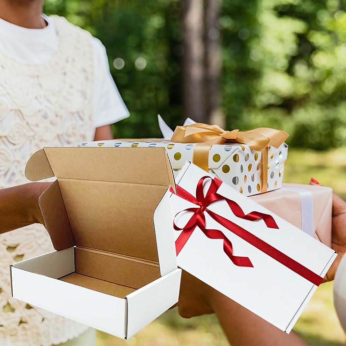 White Shipping Boxes 9x5x2 inch 50 Pack,Corrugated Boxes Mailer Packaging for Mailing Small Business，E-Commerce Gift Boxes for Wrapping Present Moving Storage Heavy Duty Recycled Cardboard Boxes