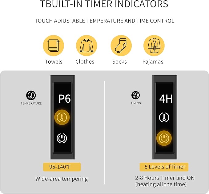 Z&Zhanle Heated Towel Racks for Bathroom, 9-Bar Towel Warmer Rack for Bathroom, Wall Mounted Towel Warmer, Electric Towel Drying Rack with Timer, Carbon Steel Matte Black, Plug-in/Hard-Wired