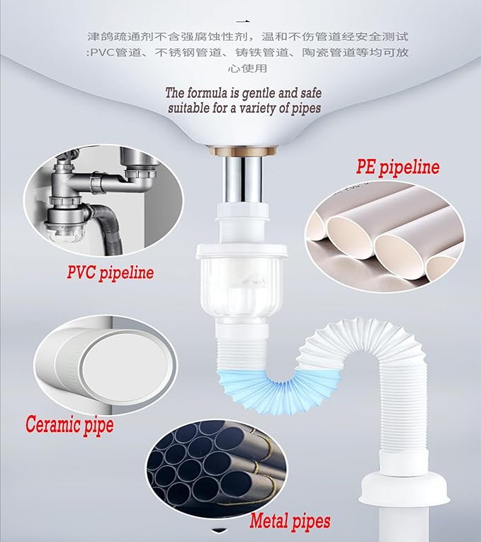 YIZHONG Fast-Acting Drain Cleaner Powder - Powerful Unclogging for Kitchen Sink and Toilet Pipes