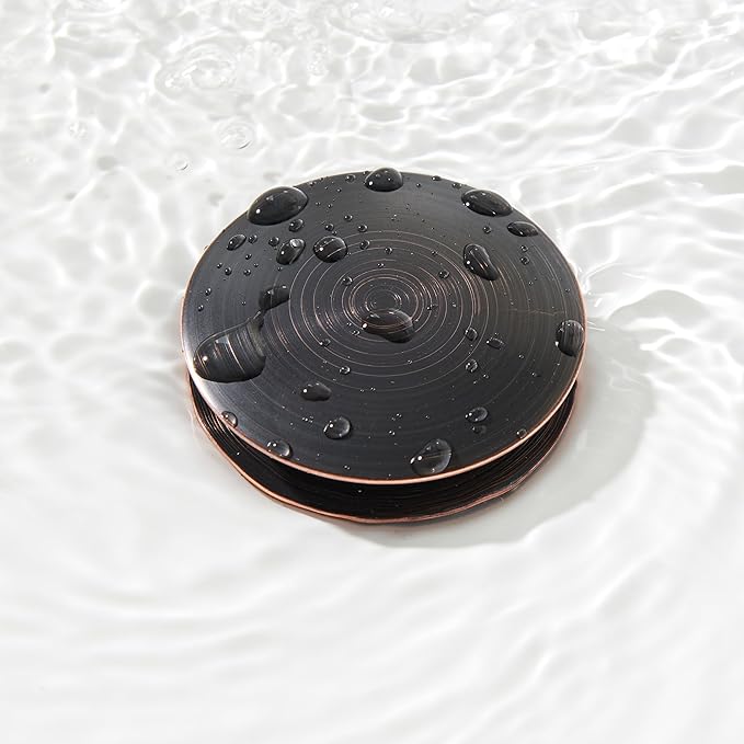 Pop up Sink Drain Stopper Without Overflow Oil Rubbed Bronze for Bathroom Vessel Vanity Sink Art Basin，Big Cap Sink Drain Without Overflow, Metal Pop-up Drain Strainer with Detachable Basket Stopper