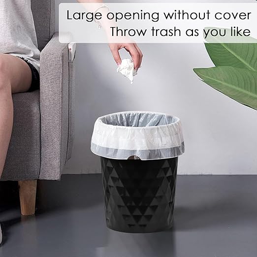 YGJT Small Trash Can, 3 Pack 1.8 Gallons Bathroom Trash Can, Slim Waste Basket, Round Garbage Can, Plastic Trash Bin for Kitchen, Dorm, Bedroom, Office, Living Room, Study, Compact Spaces(Black B)