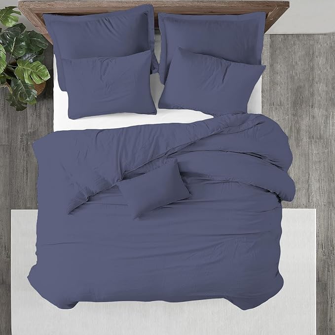 Kotton Culture 120"x 98" 1 Pc Oversized King Duvet Cover Only 100% Egyptian Cotton - Luxury 1000 TC Hotel Quality with Zipper Closure & Corner Ties - Fits Large King Inserts - Mediterranean Blue