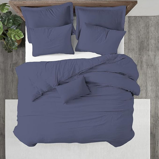 Kotton Culture 120"x 98" 1 Pc Oversized King Duvet Cover Only 100% Egyptian Cotton - Luxury 1000 TC Hotel Quality with Zipper Closure & Corner Ties - Fits Large King Inserts - Mediterranean Blue