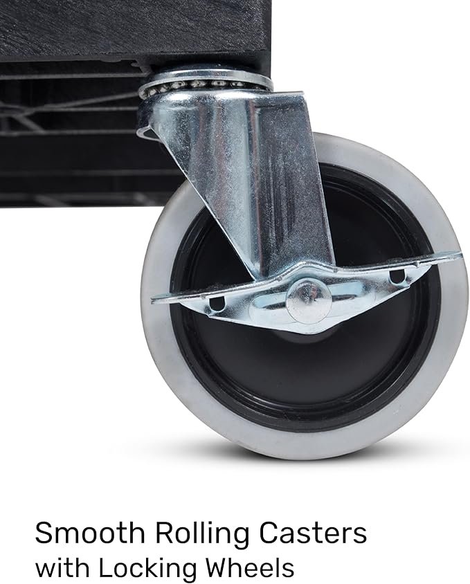 Tubstr 3-Tier Rolling Utility Cart with Wheels | Supports 300 lbs. Total | Heavy-Duty Capacity for Garage Storage, Office Spaces, & Kitchen Use | Durable Tool Cart with Locking Wheels (Black, 32 x 18)