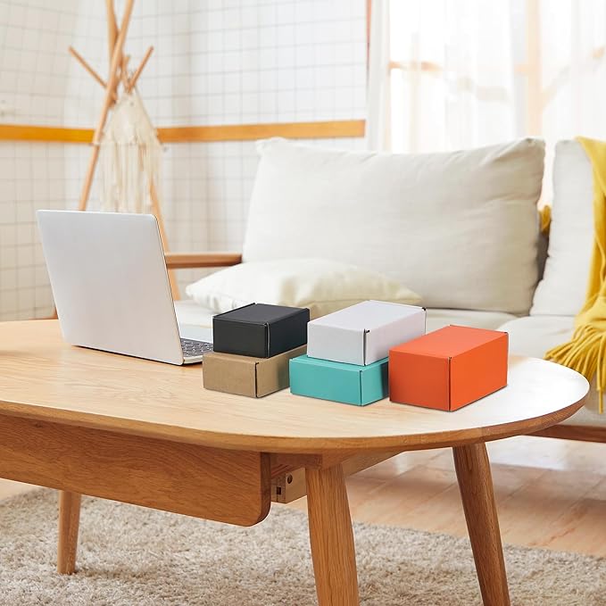 100 Pack 6x4x2 inches Shipping Boxes Orange, Corrugated Small Cardboard Boxes for Mailing Packing