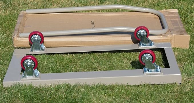 TentandTable Tan Folding Chair Cart Rolling Push Dolly, Commercial Grade Steel Frame, Storage Capacity 50 Chairs