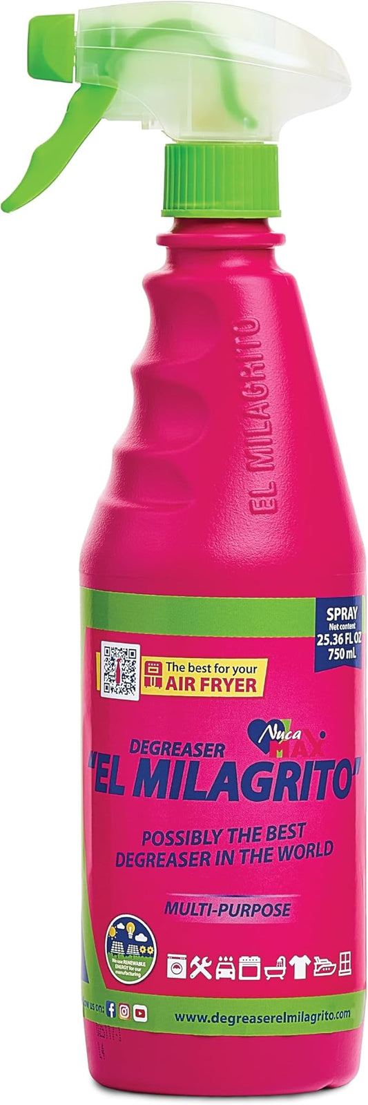 EL MILAGRITO Heavy Duty Degreaser & Multi-Purpose Cleaner, 25.36 Fl Oz Spray for Kitchen, Bathroom,Fabrics, Boats,Automotive,Floors,Industrial.More than 100 Surfaces. Proven, Ready to Delivery.