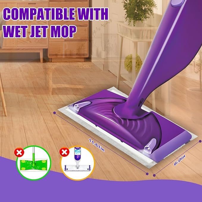 Mop Pad Refills Compatible with Swiffer WetJet Spray Mop, Wet Jet Mopping Pads for All Purpose Multi-Surface Hardwood Floor Cleaning, 4 Layers Thickened and Super Absorbent, 20 Count