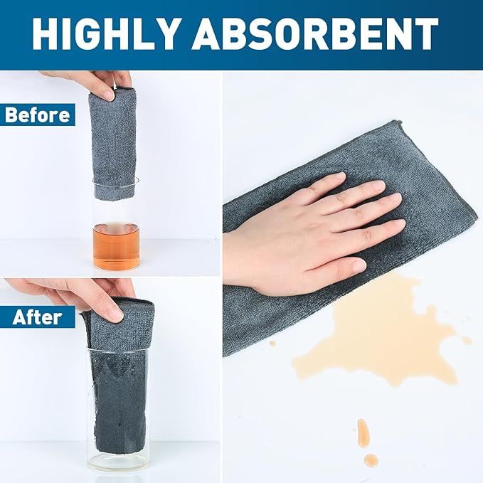 Gray Microfiber Cleaning Cloths Bulk Pack-400 Pack, Microfiber Towels Bulk, Towels for Cars, Cleaning Rags Gray (12x12 inches)