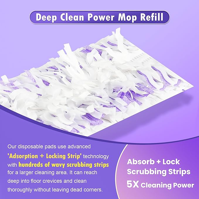 15 Count Disposable Power Mop Refills for PowerMop Multi-Surface Mop, Spray Cleaning Repalcement Pads