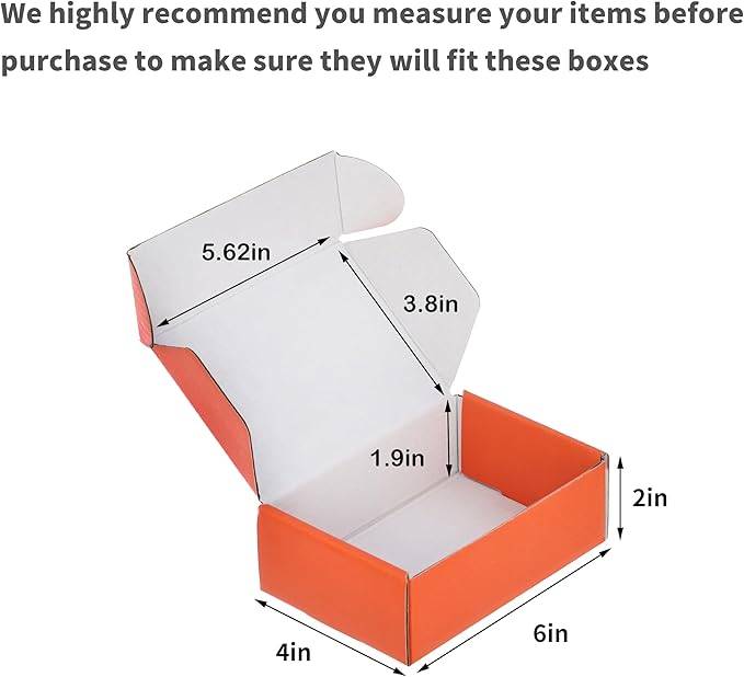 100 Pack 6x4x2 inches Shipping Boxes Orange, Corrugated Small Cardboard Boxes for Mailing Packing