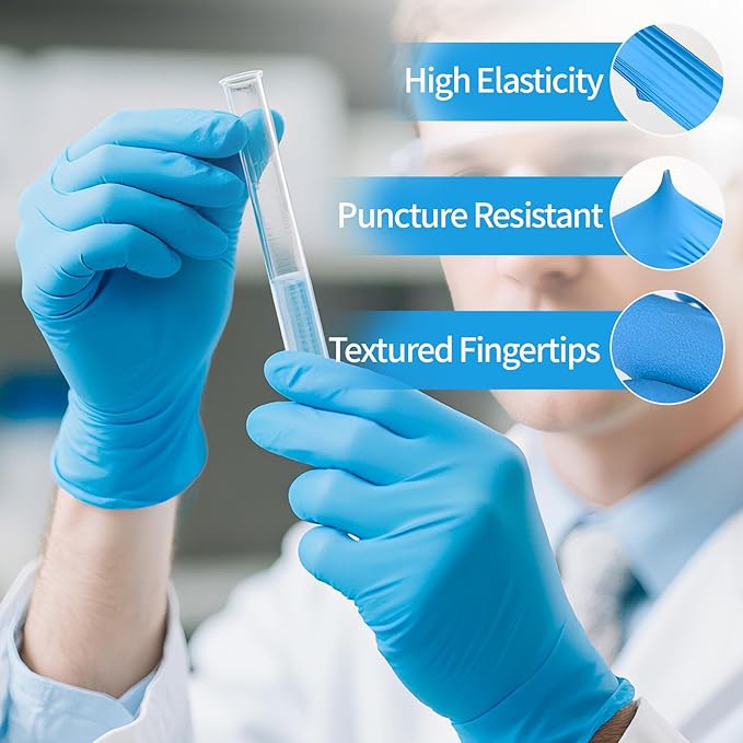 Nitrile Gloves Disposable, Latex and Powder Free Cleaning Rubber Gloves, 4 Mil Thick Safe for Food Prep, Cooking, Exam