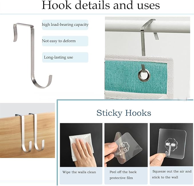 Wall Hanging Organizer Bag/Hanging Baskets with Large Mesh Compartment & 3 Pockets，Over the Door Organizer Space Saving Storage for Bedroom,RV Camper, Closet (Green -1 Pack)