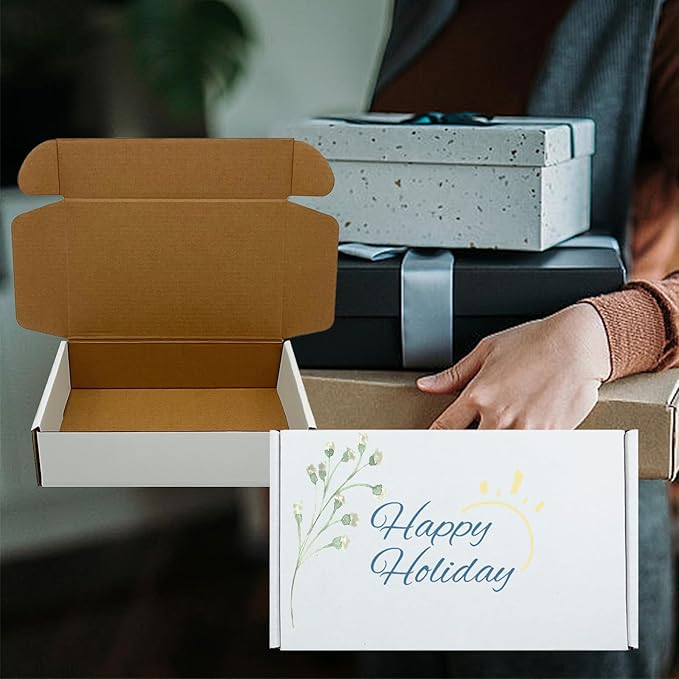 White Shipping Boxes 8x5x2 inch 50 Pack,Corrugated Boxes Mailer Packaging for Mailing Small Business，E-Commerce Gift Boxes for Wrapping Present Moving Storage Heavy Duty Recycled Cardboard Boxes