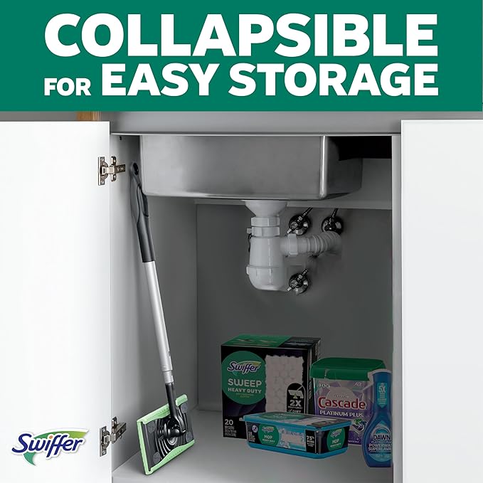 Swiffer Sweep & Mop Deluxe 2-in-1 Floor Mopping and Sweeping Kit, Multi-Surface Kit for Floor Cleaning, Includes 1 Sweeper Device, 5 Heavy Duty Dry Sweeping Cloths, 6 Heavy Duty Wet Mopping Cloths