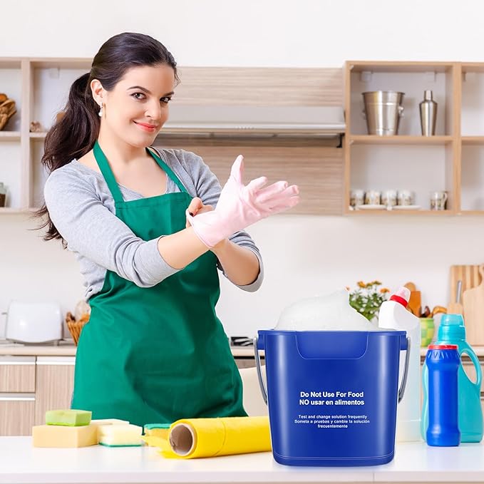 Roshtia 6 Pcs 3 Quart Cleaning Bucket Small Sanitizing Square Bucket Detergent Pail for Home Commercial Restaurant Kitchen Office School (Dark Blue)