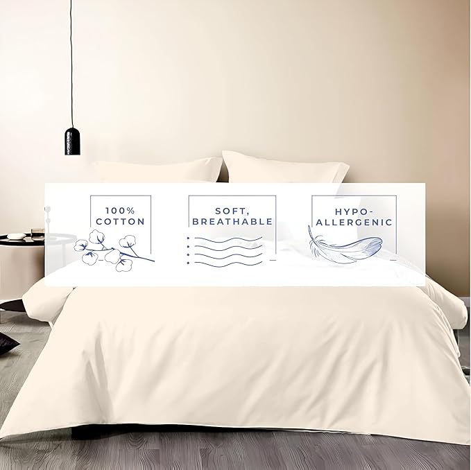 Kotton Culture 120"x120" 1 Pc Super King Plus/Super Oversize King Duvet Cover Only 100% Egyptian Cotton - 1000 TC, Zipper Closure & Corner Ties - Fits Only Extra Large Inserts - Butter